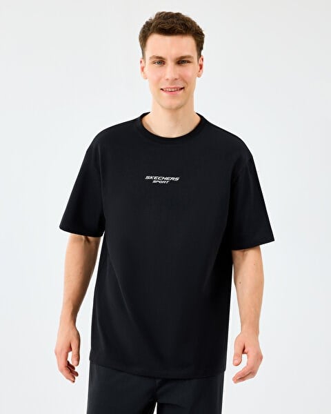 Skechers M Graphic Tee Reflect Logo Oversize T-Shirt Siyah Erkek T-Shirt