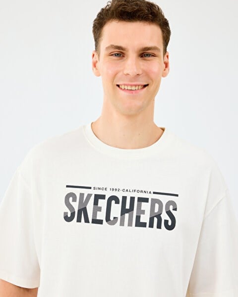 Skechers M Heavy Fabric T-Shirt Beyaz Erkek T-Shirt