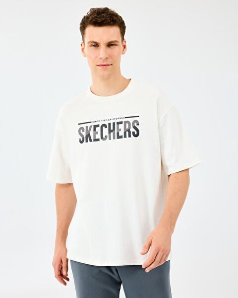 Skechers M Heavy Fabric T-Shirt Beyaz Erkek T-Shirt