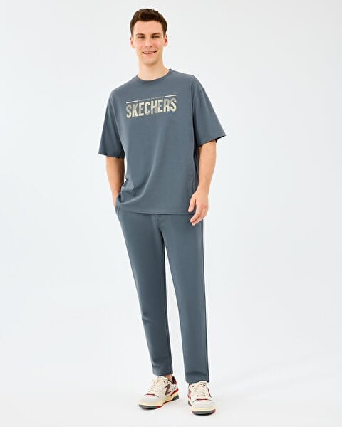 Skechers M Heavy Fabric T-Shirt Gri Erkek T-Shirt