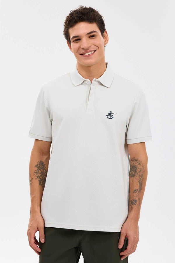 Skechers M Logo Printed Polo Gri Erkek T-Shirt