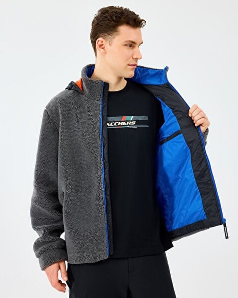 Skechers M Outdoor Fleece Full Zip Sherpa Gri Erkek Eşofman Alt