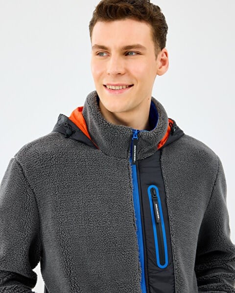 Skechers M Outdoor Fleece Full Zip Sherpa Gri Erkek Eşofman Alt