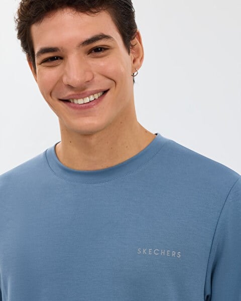 Skechers M Regular T-Shirt Lacivert Erkek T-Shirt