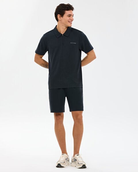 Skechers M Soft Touch Pique Polo Siyah Erkek T-Shirt