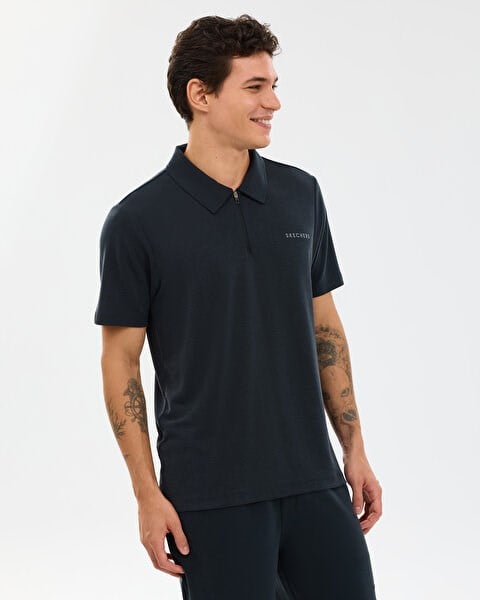 Skechers M Soft Touch Pique Polo Siyah Erkek T-Shirt