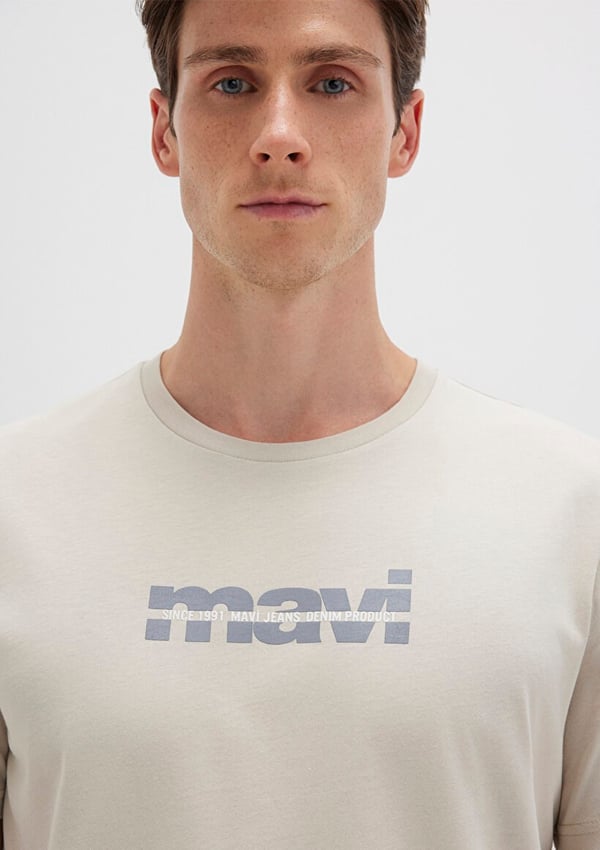 Skechers MAVİ BASKILI TİŞÖRT Ay Taşı Beji Bej Erkek T-Shirt