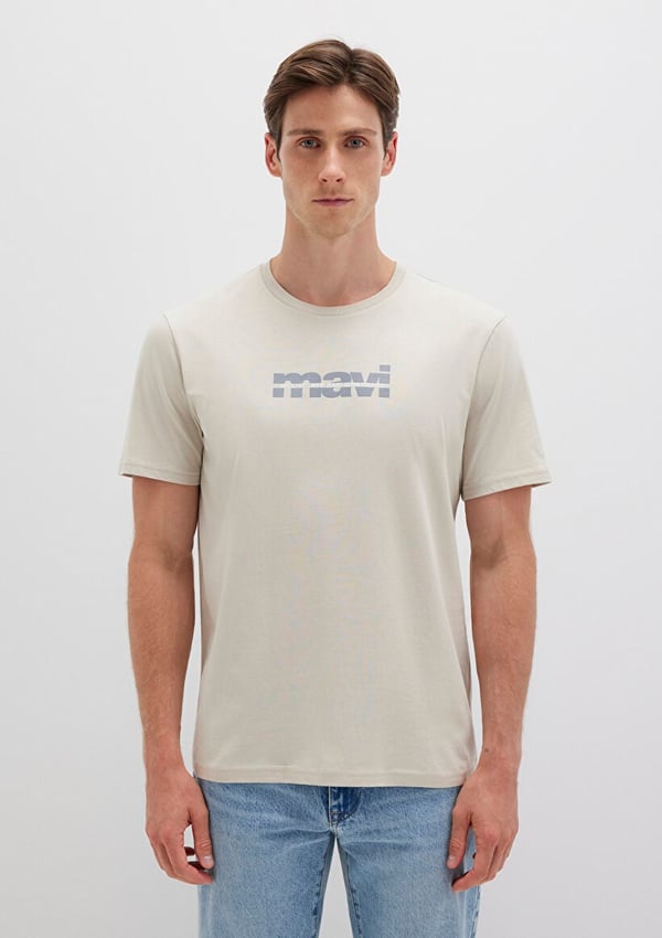 Skechers MAVİ BASKILI TİŞÖRT Ay Taşı Beji Bej Erkek T-Shirt