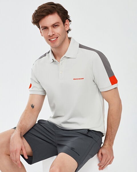 Skechers Polo Shirt M Short Sleeve Gri Erkek T-Shirt
