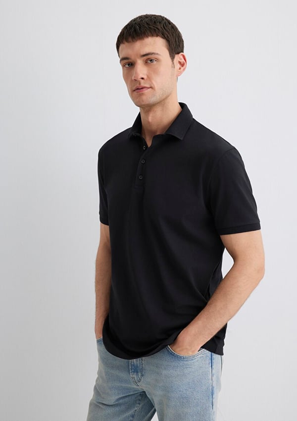 Skechers POLO TİŞÖRT Siyah Siyah Erkek T-Shirt