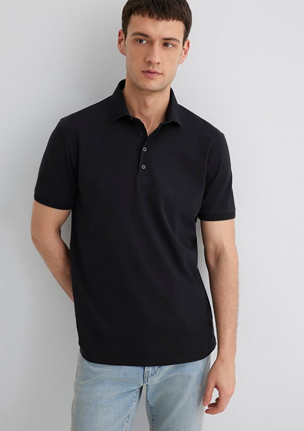 Skechers POLO TİŞÖRT Siyah Siyah Erkek T-Shirt