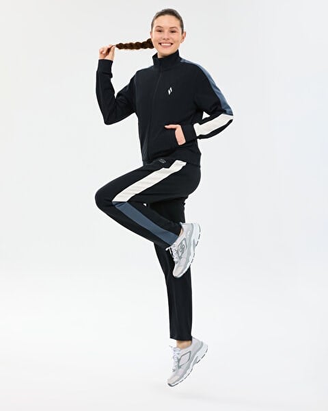 Skechers W Colour Block Track Suit Siyah Kadın Eşofman Takımı