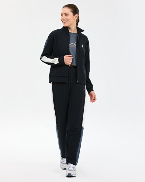 Skechers W Colour Block Track Suit Siyah Kadın Eşofman Takımı
