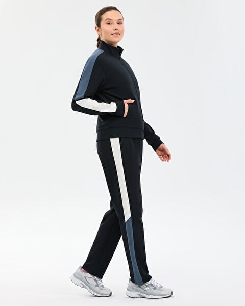 Skechers W Colour Block Track Suit Siyah Kadın Eşofman Takımı