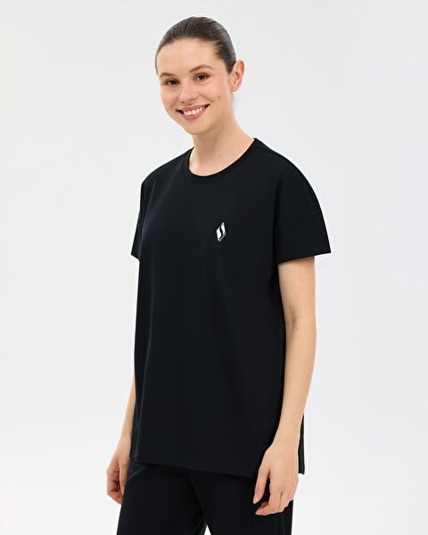 Skechers W Crew Neck Graphic Tee T-Shirt Siyah Kadın T-Shirt