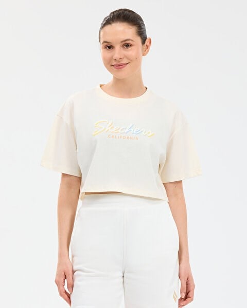 Skechers W Crop Graphic T-shirt Beyaz Kadın T-Shirt
