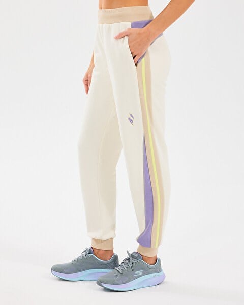 Skechers W Diagonal Lw Fleece Jogger Sweatpant Beyaz Kadın Eşofman Alt