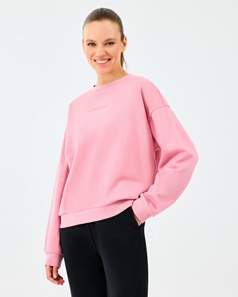 Skechers W Essential Crewneck Sweatshirt Pembe Kadın Sweatshirt