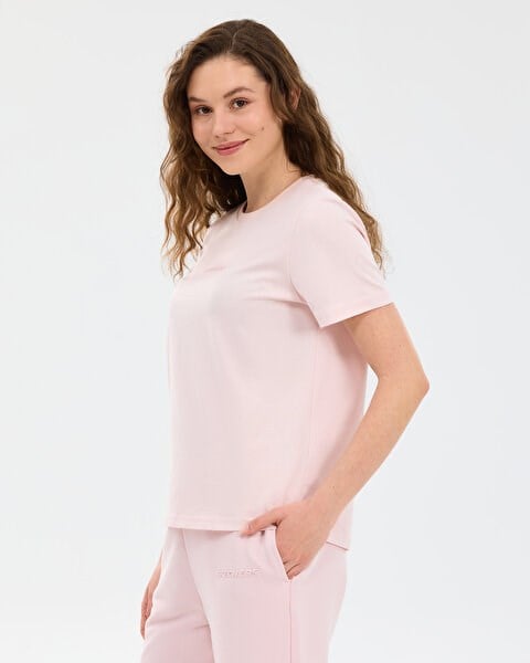 Skechers W Essential Crewneck T-Shirt Pembe Kadın T-Shirt