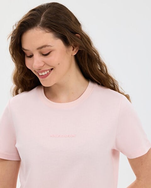 Skechers W Essential Crewneck T-Shirt Pembe Kadın T-Shirt