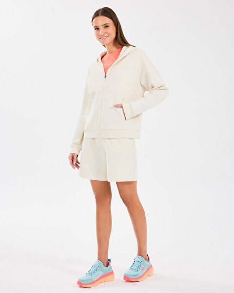 Skechers W Essential Full Zip Sweatshirt Beyaz Kadın Sweatshirt