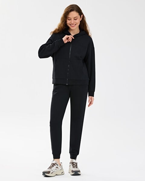 Skechers W Essential Full Zip Sweatshirt Siyah Kadın Sweatshirt