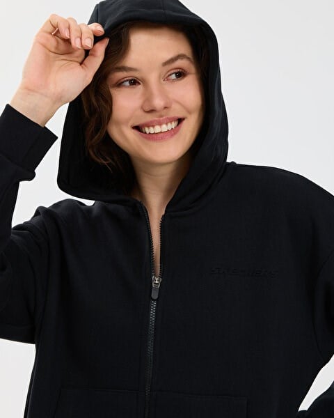Skechers W Essential Full Zip Sweatshirt Siyah Kadın Sweatshirt