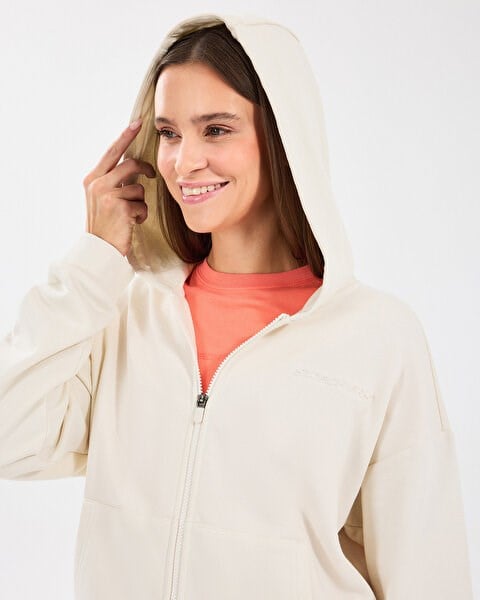 Skechers W Essential Full Zip Sweatshirt Beyaz Kadın Sweatshirt