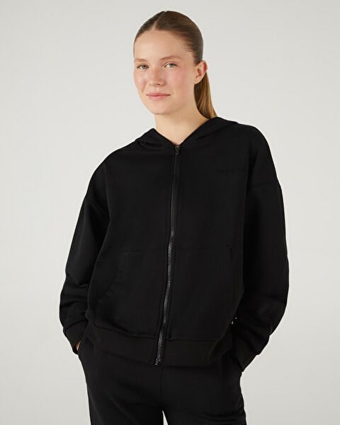 Skechers W Essential Full Zip Sweatshirt Siyah Kadın Sweatshirt