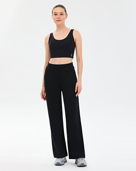 Skechers W Essential Wide Leg Sweatpant Siyah Kadın Eşofman Alt
