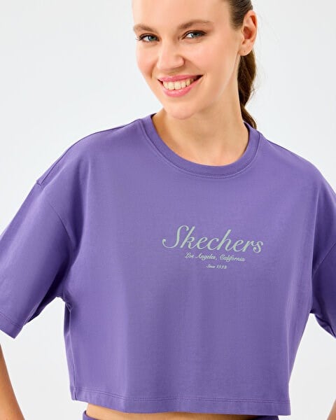 Skechers W Heavy Fabric T-Shirt Mor Kadın T-Shirt