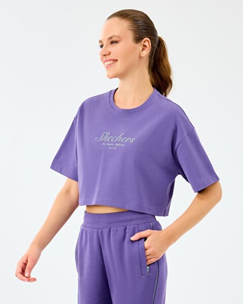 Skechers W Heavy Fabric T-Shirt Mor Kadın T-Shirt