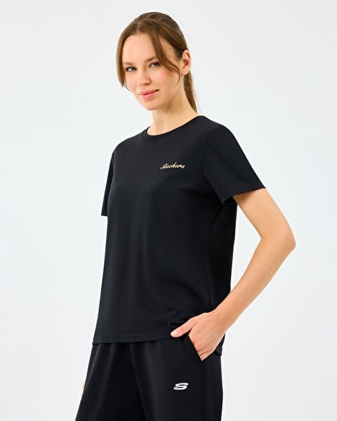 Skechers W Light Fabric T-Shirt Siyah Kadın T-Shirt