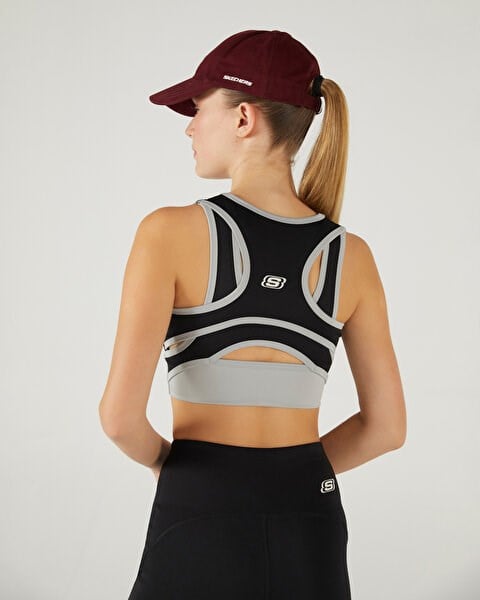 Skechers W PERFORMANCE COLL. MID SUPPORT BRA Siyah Kadın Sporcu Sütyeni (Bra)