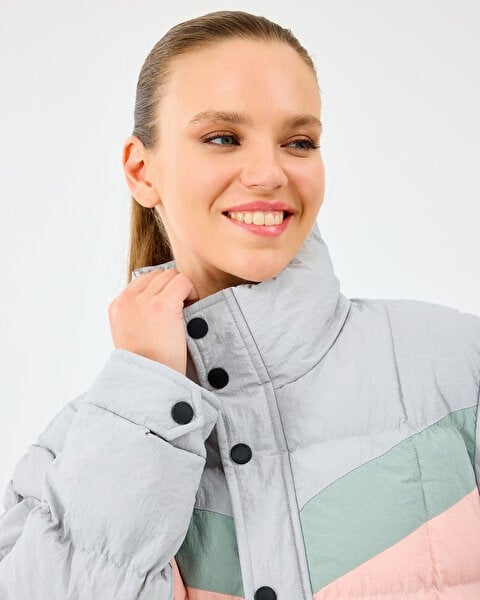 Skechers W Puffer Jacket Gri Kadın Ceket