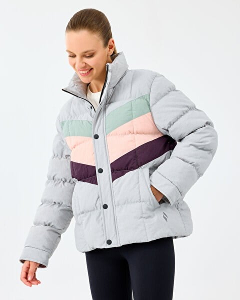 Skechers W Puffer Jacket Gri Kadın Ceket