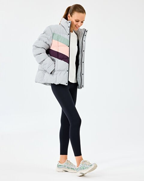 Skechers W Puffer Jacket Gri Kadın Ceket