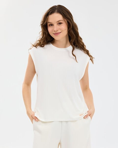 Skechers W Soft Touch Loose Fit T-Shirt Beyaz Kadın T-Shirt