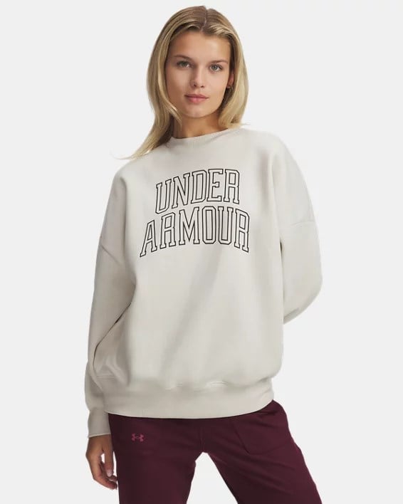 Under Armour Rival Flc OS Varsity Crew Beyaz Kadın Sweatshirt