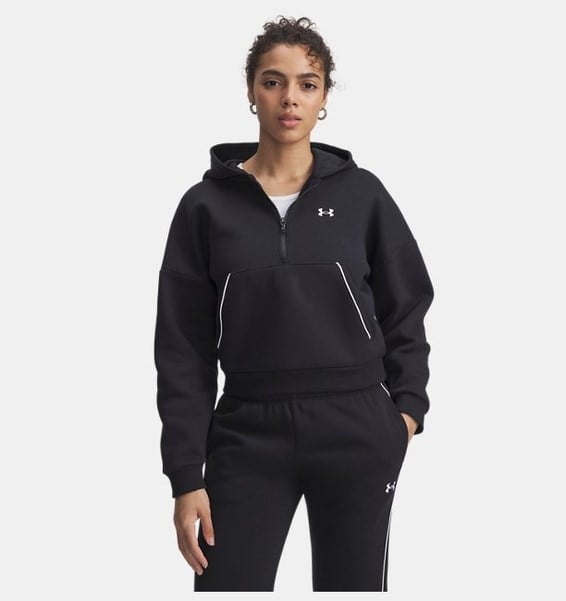 Under Armour Rival Flc Piped HZ Hoodie Siyah Kadın Sweatshirt