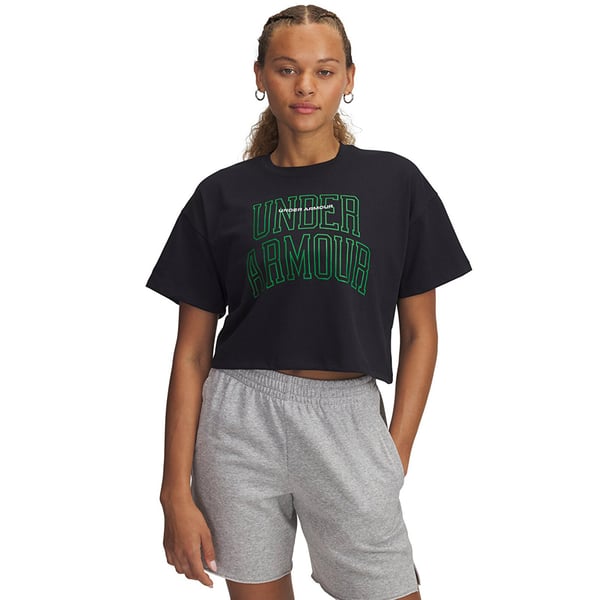 Under Armour UA W VARSITY MIX HW SS CROP Siyah Kadın T-Shirt