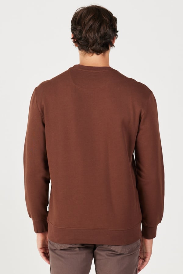Wrangler Bisiklet Yaka Sweatshirt Kahverengi Erkek Sweatshirt