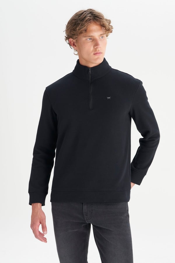 Wrangler Erkek Half  Zip Sweatshirt Siyah Erkek Sweatshirt