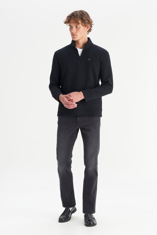 Wrangler Erkek Half  Zip Sweatshirt Siyah Erkek Sweatshirt