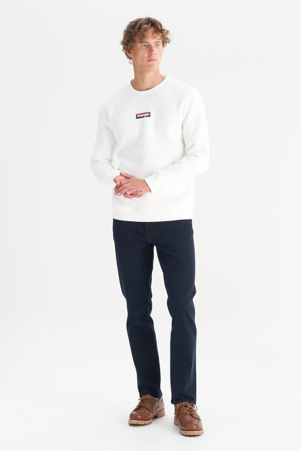Wrangler Erkek Mid Logo Sweatshirt Beyaz Erkek Sweatshirt