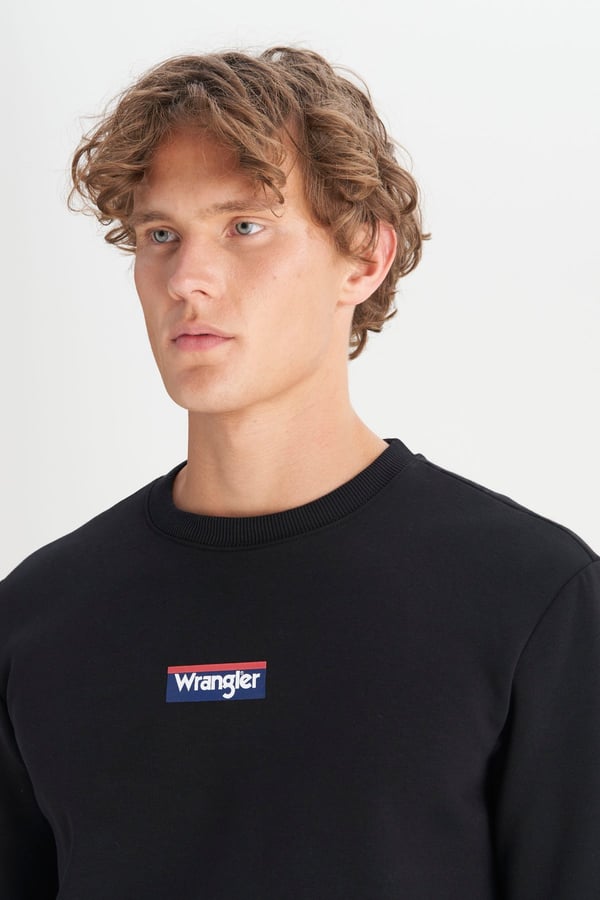 Wrangler Erkek Mid Logo Sweatshirt Siyah Erkek Sweatshirt