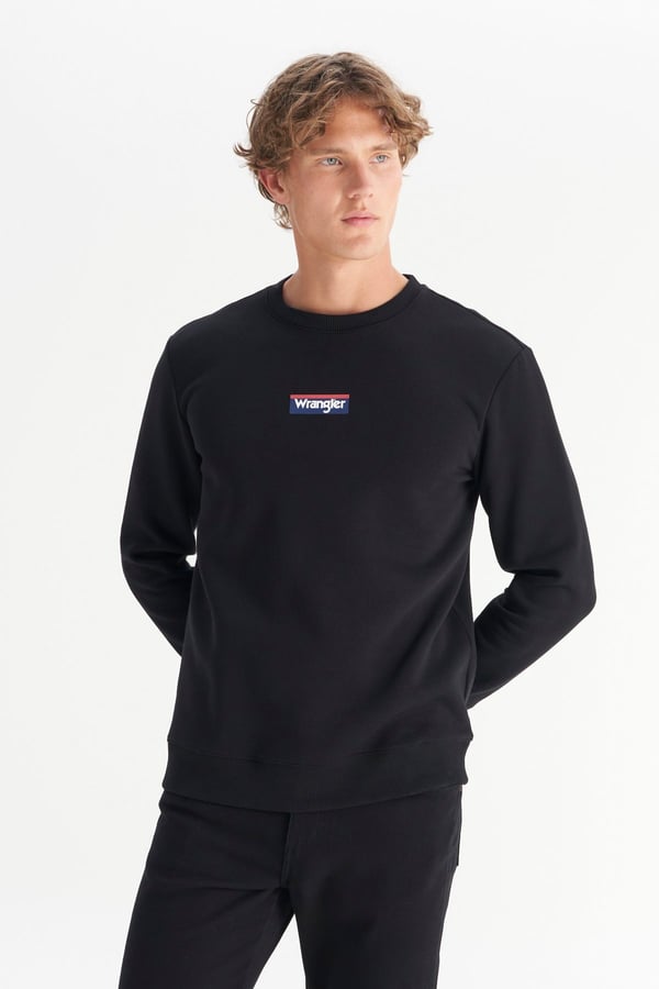 Wrangler Erkek Mid Logo Sweatshirt Siyah Erkek Sweatshirt