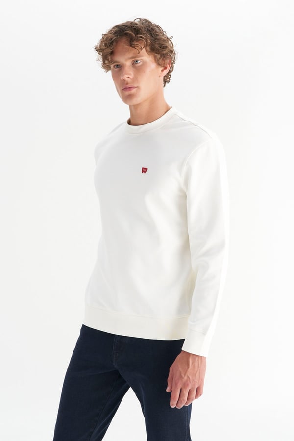 Wrangler Erkek Patch Logo Sweatshirt Beyaz Erkek Sweatshirt