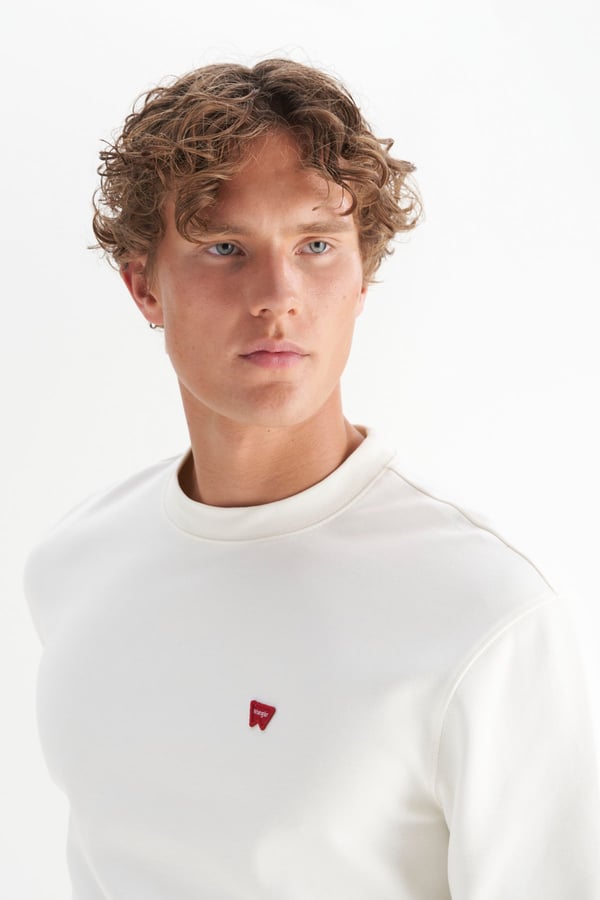 Wrangler Erkek Patch Logo Sweatshirt Beyaz Erkek Sweatshirt