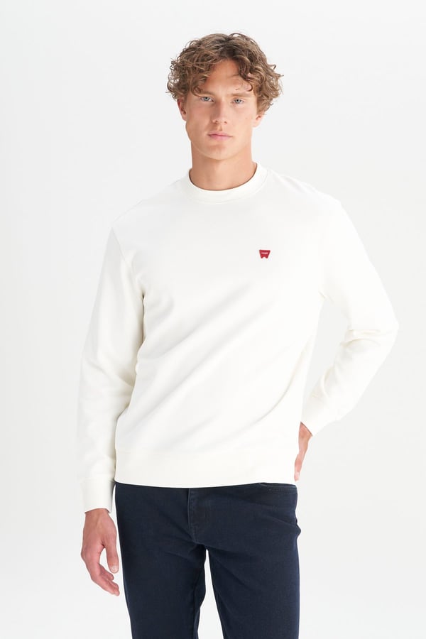 Wrangler Erkek Patch Logo Sweatshirt Beyaz Erkek Sweatshirt